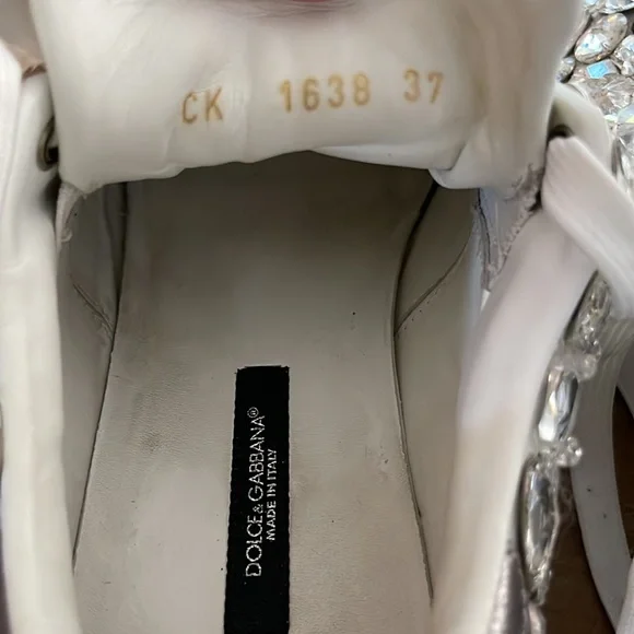 Dolce & Gabbana Portofino Crystal Embellished Leather Sneakers - Picture 13 of 16